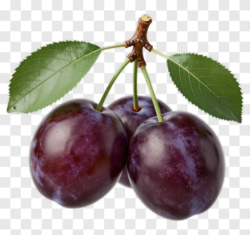 Cluster Of Plums With Leaves PNG