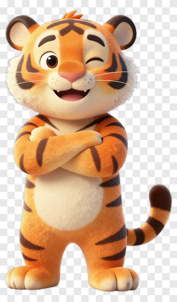 Cartoon Tiger With Winking Face PNG