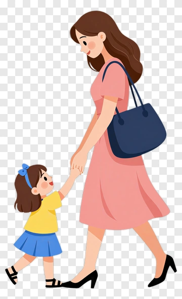 Mother And Child Walking Together PNG