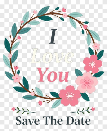 Floral Wreath With I Love You Message PNG