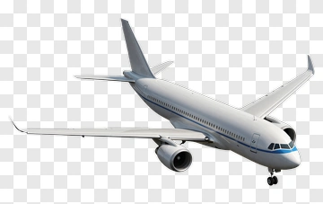 White Airplane With Blue Stripe PNG