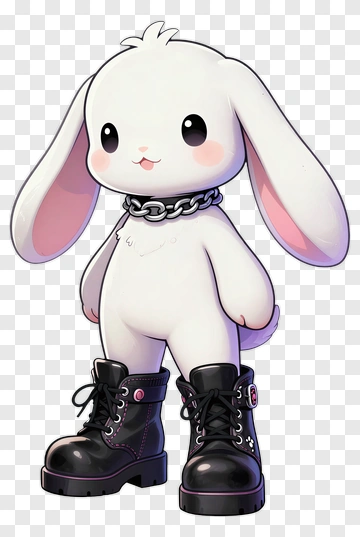 Cute White Rabbit Character PNG