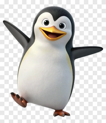 Happy Cartoon Penguin Waving PNG