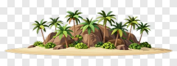 Tropical Island With Palm Trees PNG