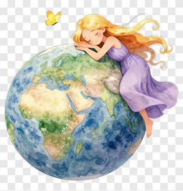 Girl Sleeping On Earth With Butterfly PNG