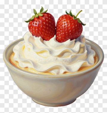 Strawberry And Whipped Cream Dessert PNG