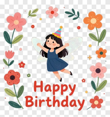 Happy Birthday Fairy Girl PNG