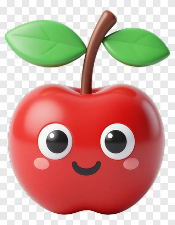 Cute Red Apple With Green Leaf PNG
