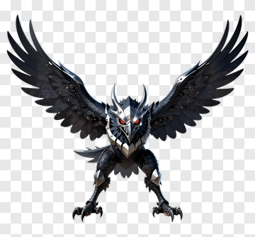 Mechanical Griffin With Spread Wings PNG