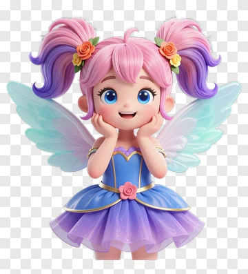 Pink Hair Fairie With Wings PNG
