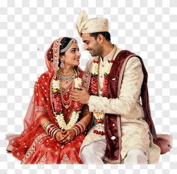 Indian Wedding Couple In Traditional Attire PNG