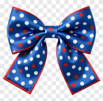 Blue Red White Polka Dot Bow PNG