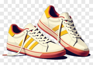 White Sneakers With Yellow And Red Accents PNG