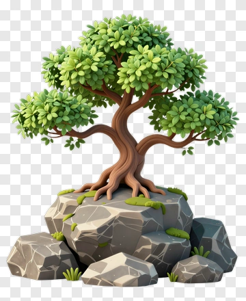Tree Growing On Rock PNG