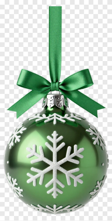Green Christmas Ornament With Snowflakes PNG