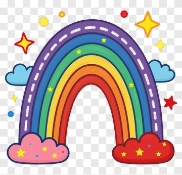 Rainbow With Stars And Clouds PNG