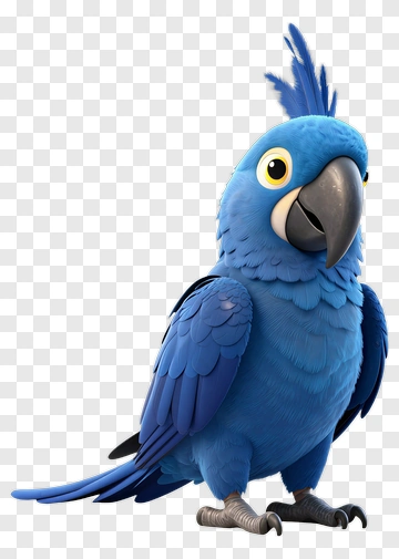 Blue Parrot Character PNG