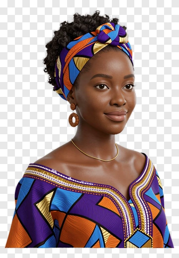 Woman Wearing Vibrant Traditional Headwrap PNG