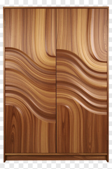 Wave Pattern Wooden Wardrobe PNG