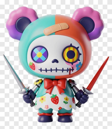 Skull Bear With Strawberry Pattern PNG