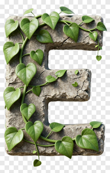 Stone Letter E With Ivy PNG