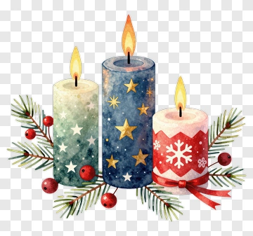 Three Festive Christmas Candles PNG