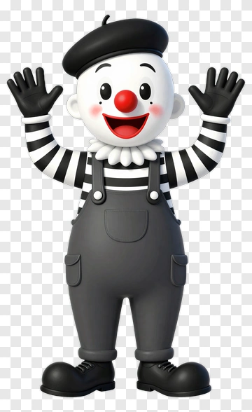 Clown Character With Black Beret And Stripes PNG