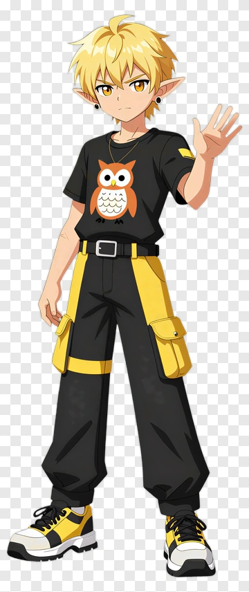 Yellow-haired Elf Waving PNG