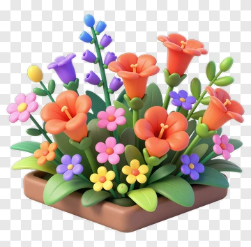 Colorful Flower Arrangement In Pot PNG