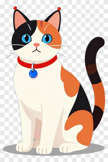 Cute Cat With Red Collar PNG