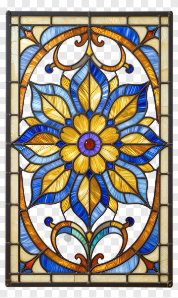 Stained Glass Flower Design PNG