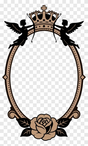 Ornate Royal Frame With Angels And Rose PNG