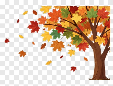 Autumn Tree With Falling Leaves PNG