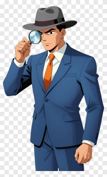 Detective In Blue Suit And Hat PNG
