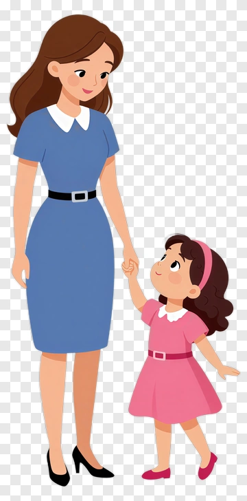 Mother And Daughter Walking Together PNG