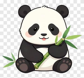 Cute Panda Holding Bamboo PNG