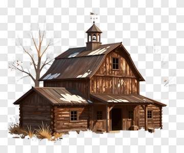 Wooden Barn With Snow Patches PNG