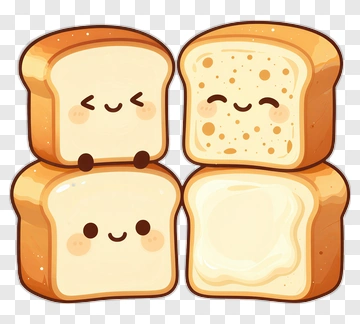 Cute Bread Characters PNG