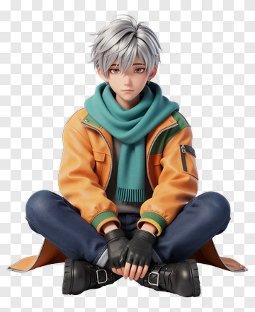 Young Man In Orange Jacket PNG