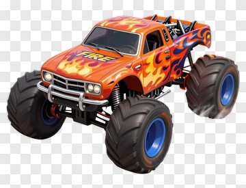 Orange Flame Monster Truck PNG