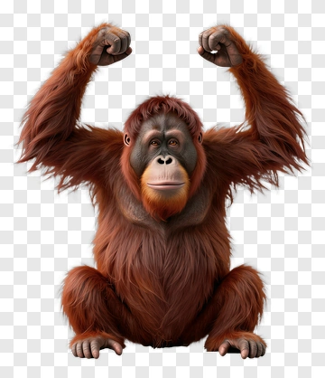 Orangutan With Raised Fists PNG