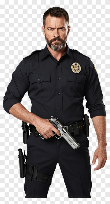 Police Officer Holding Gun PNG