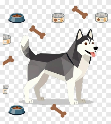 Happy Husky With Dog Toys PNG