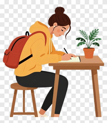 Girl Studying At Desk PNG