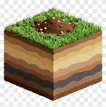 Cross-section Of Soil Layers With Grass And Seed PNG