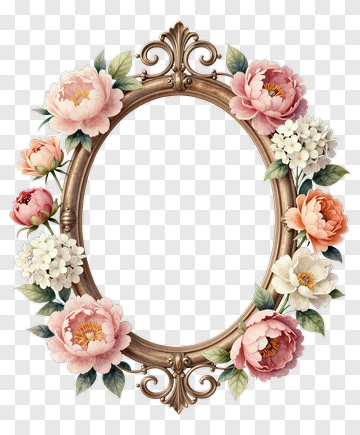 Ornate Frame With Floral Wreath PNG
