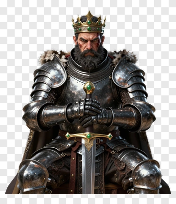 King In Armor Holding Sword PNG