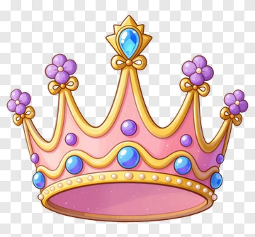 Pink Crown With Blue Jewels And Flowers PNG