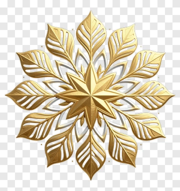 Gold Leaf Star Ornament PNG