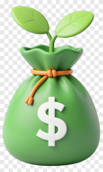 Green Money Bag With Dollar Sign And Plant PNG